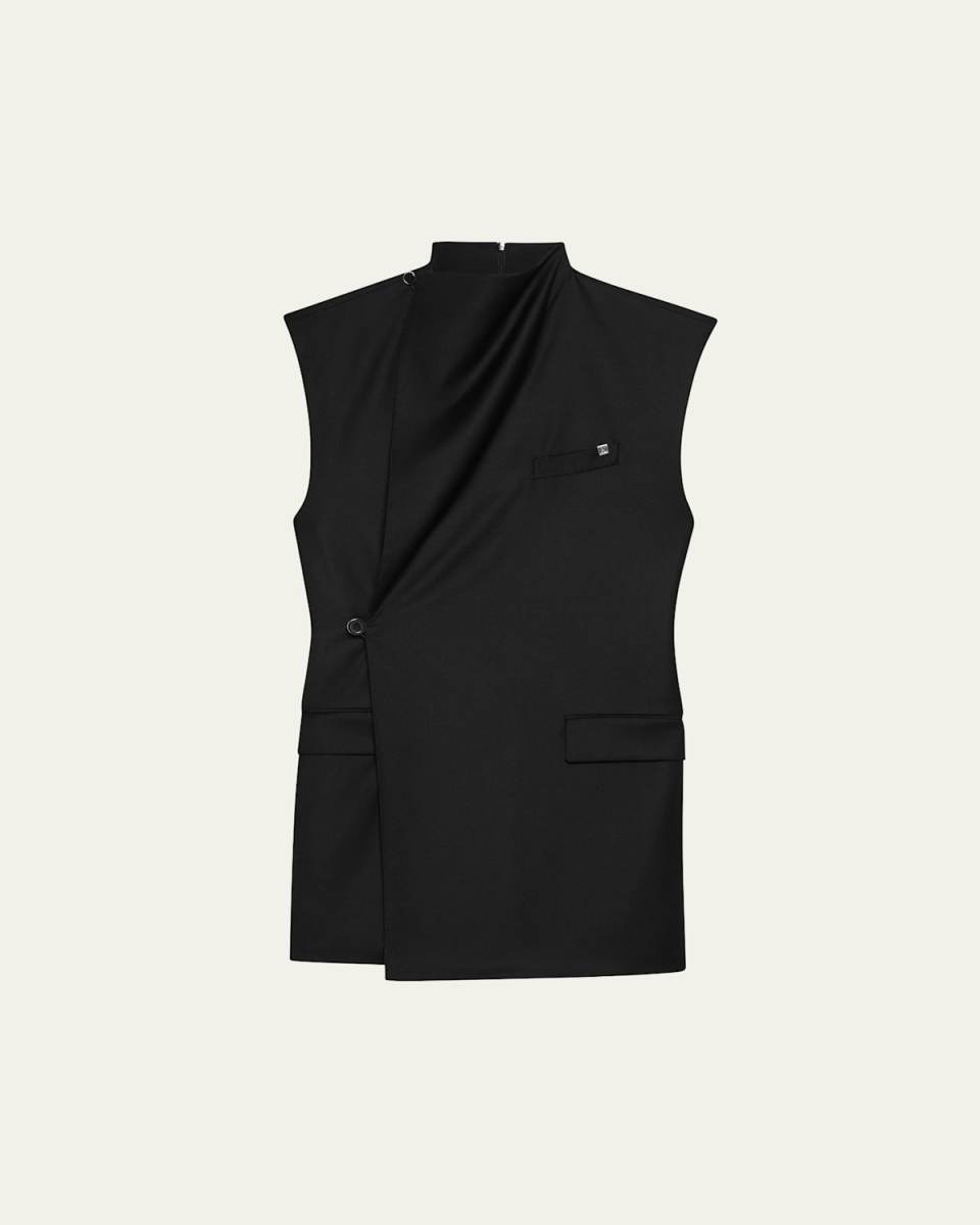 Sleeveless Cowl-Neck Blazer Dress